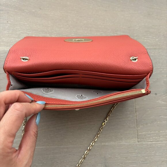 BNWT Mulberry Bayswater Clutch Wallet on Chain in Burnt Peach - Picture 2 of 8